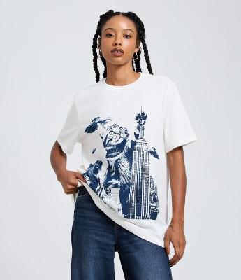 Camiseta em Algodão com Estampa Gatozilla