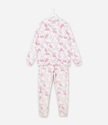 Pijama Infantil Longo em Plush com Estampa Hello Kitty – Tam 4 a 16 Anos