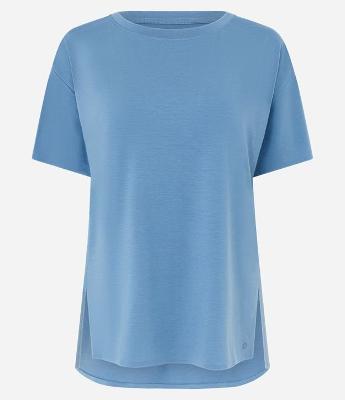 Camiseta Regular em Microfibra Ampla com Fendas Laterais