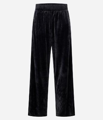 Calça Reta em Plush com Cós Elástico