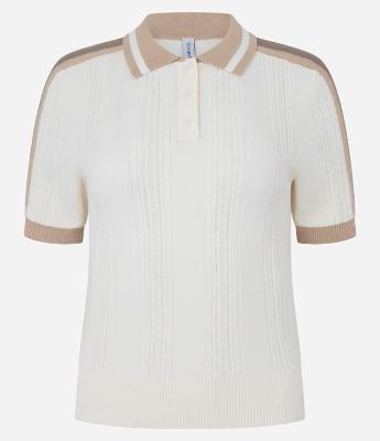 Blusa Polo em Tricô com Listra Lateral