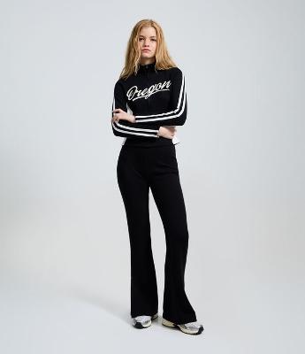 Calça Flare em Microfibra Mescla
