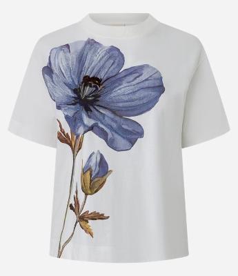 Camiseta Boxy em Algodão Estampa de Flor com Bordado
