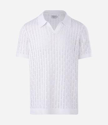 Polo Manga Curta em Tricô Texturizado com Losango