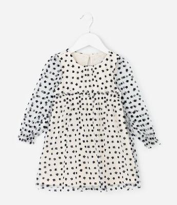 Vestido Infantil em Tule com Textura Floralzinho - Tam 1 a 6 anos