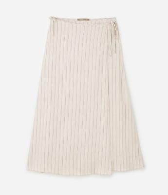 Saia Longa em Viscose com Listras e Amarração Curve & Plus