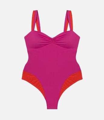 Maiô em Microfibra com Bloco de Cor Curve & Plus Size
