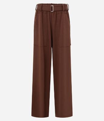 Calça Wide Cintural Alta em Modal com Bolsos e Faixa de Amarração