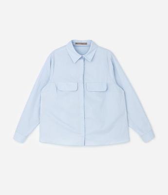 Camisa em Tricoline com Bolsos Fake Curve & Plus Size