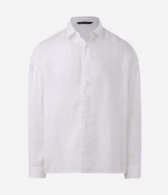 Camisa Manga Longa em Linho com Gola Colarinho