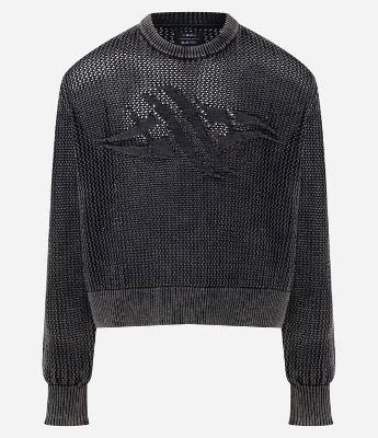 Suéter em Tricô Texturizado com Detalhe Jacquard Localizado