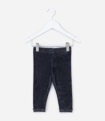 Calça Infantil em Veludo com Lacinho na Barra – Tam 0 a 18 Meses