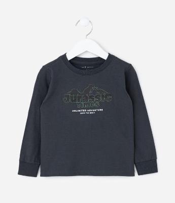 Camiseta Infantil com Estampa de Dinossauro em Relevo – Tam 1 a 5/6 Anos