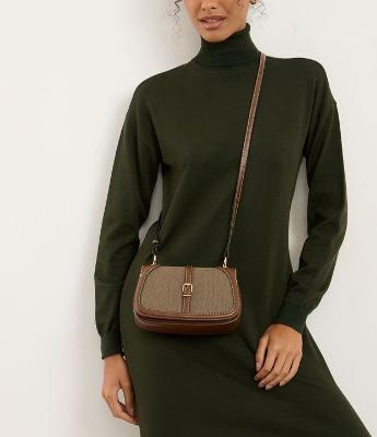 Bolsa Transversal Estruturada em PU Com Alça Longa