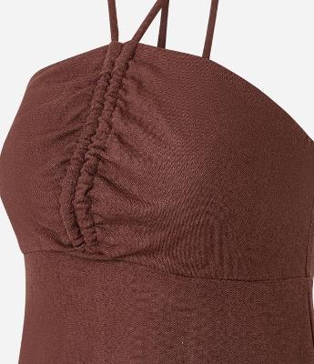 Vestido Long Midi em Viscolinho com Amarração no Pescoço