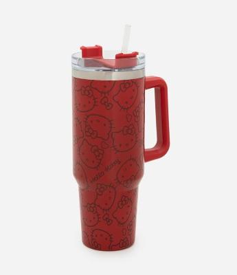 Copo Térmico com Canudo e Estampa Hello Kitty 1,2L
