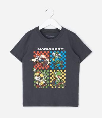 Camiseta Infantil com Estampa Mario Kart – Tam 4 a 10 Anos