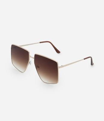 Óculos de Sol Quadrado com Hastes Metalizadas