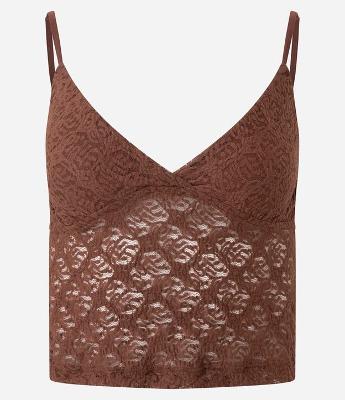 Blusa Regata em Renda Texturizada com Alças Finas