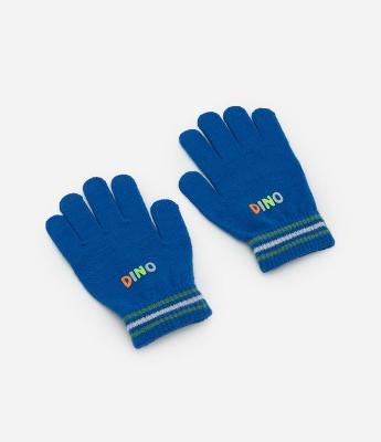 Luva Infantil em Efeito Tricô com Detalhe Dino – Tam 3 a 8