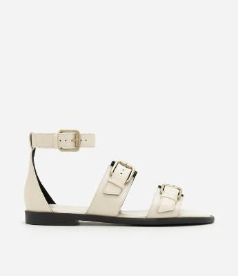 Sandália Rasteira Gladiadora com Tiras Largas Ajustáveis