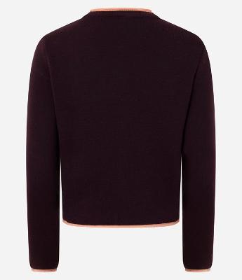 Casaco em Tricô com Acabamento Contrastante e Gola Redonda