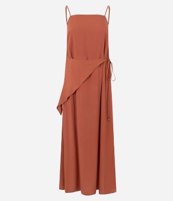 Vestido Longo Maquinetado com Lenço Removível