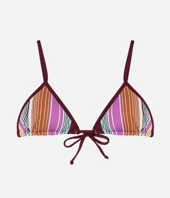 Biquini Top Cortininha em Microfibra com Estampa Listrada