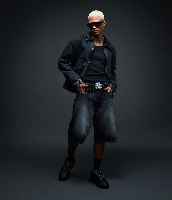 Jaqueta Boxy Denim Jeans com Estampa EVOM Veigh