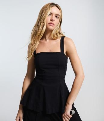 Blusa Peplum em Bengaline com Alça Larga