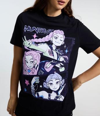 Camiseta em Algodão com Estampa Huntrix Guerreiras do K-Pop