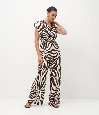 Macacão Longo em Piquet com Estampa Animal Print