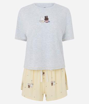 Pijama Curto em Viscose com Estampa Miffy