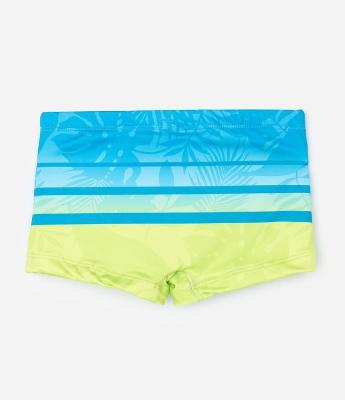 Sunga Infantil com Listras Degradê e Folhagem – Tam 5 a 14