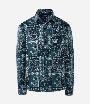 Camisa em Veludo com Botões e Estampa Paisley