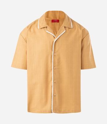 Camisa Boxy em Algodão Texturizada com Detalhes Contrastante