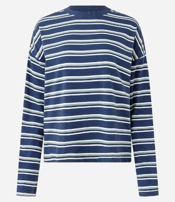 Blusa Regular Manga Longa em Algodão com Estampa Listrada