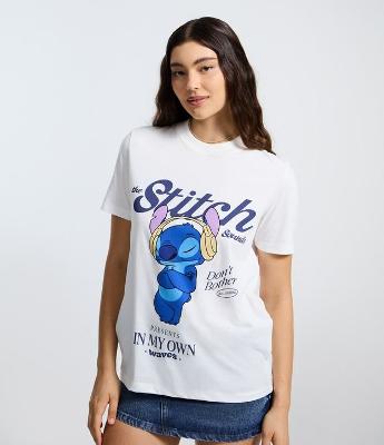Camiseta em Algodão com Estampa do Stitch