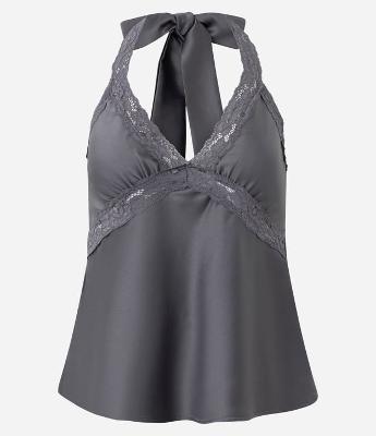 Blusa Frente Única Acetinada com Renda