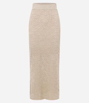 Saia Longa em Tricô Vazado com Textura Coordenada