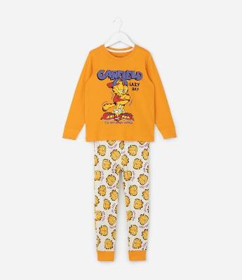 Pijama Infantil Manga Longa com Estampa Garfield – Tam 5 a 14