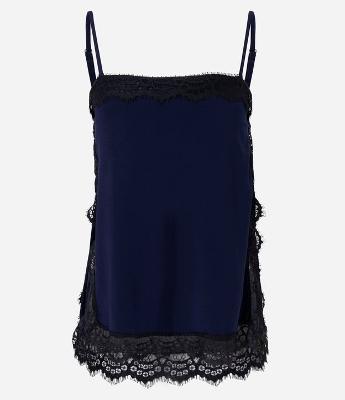 Blusa em Crepe com Renda Lateral e Alça Fina