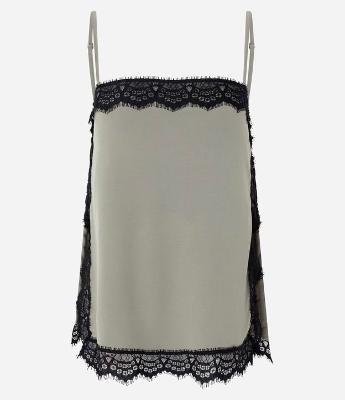 Blusa em Crepe com Renda Lateral e Alça Fina