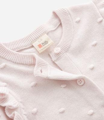 Cardigan Infantil em Efeito Tricô com Babado Texturizado – Tam RN a 18 Meses