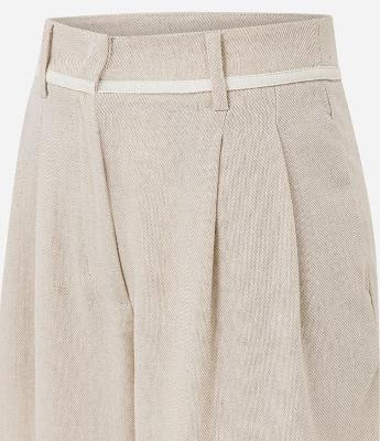 Calça Wide Leg em Viscolinho com Piping no Cós