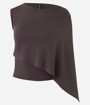 Blusa Ombro Único em Jersey com Camada Assimétrica