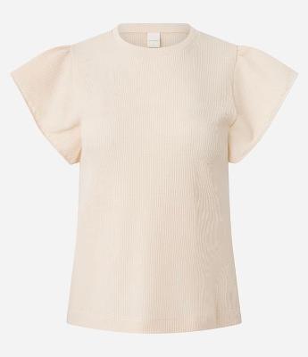 Blusa Manga Curta Texturizada com Bordado nas Mangas