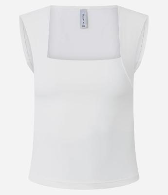 Blusa Alça Larga em Microfibra com Decote Quadrado