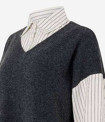 Camisa Alongada com Colete em Tricô Sobreposto