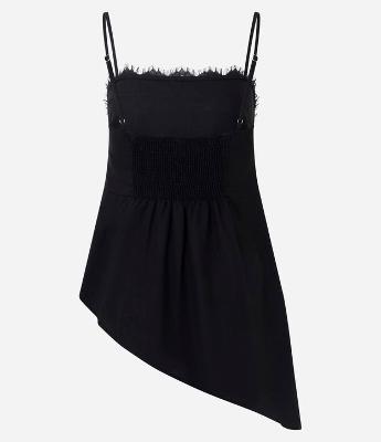 Blusa Assimétrica em Viscolinho com Renda no Busto